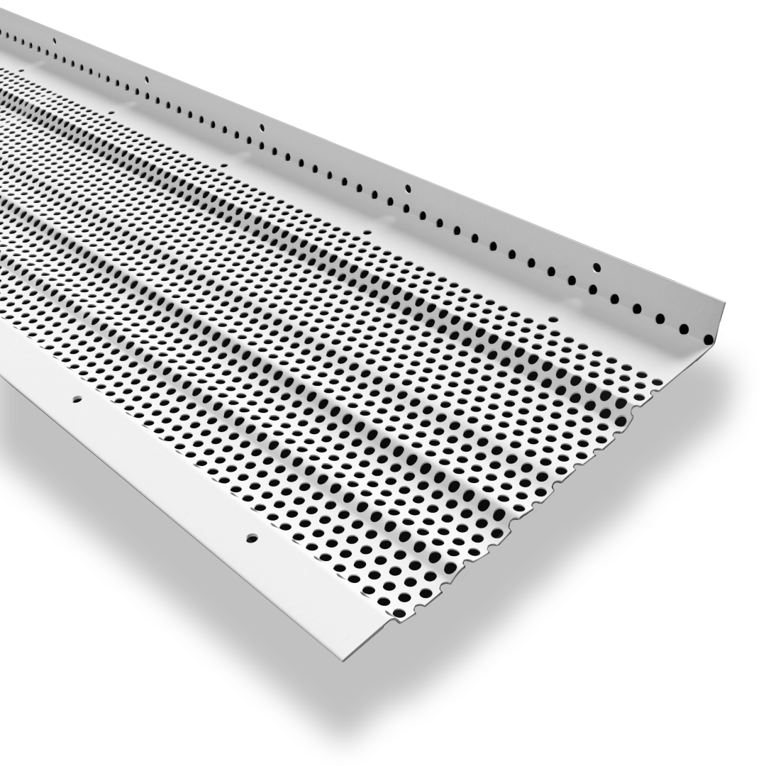 "Rain Armor X® gutter protection system - water drainage demonstration showing debris-free flow"