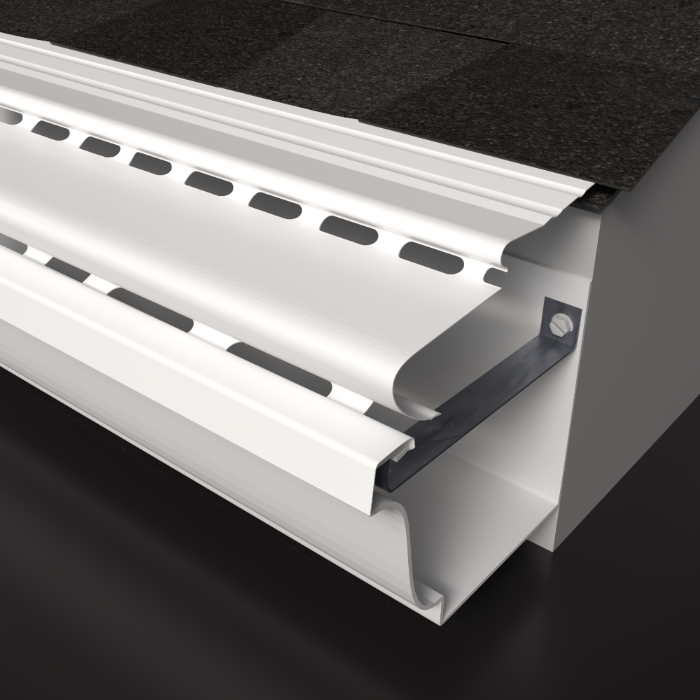 Rain Armor Ultra solid aluminum gutter protection system engineered for heavy rainfall and all types of leaves installed under the roof edge